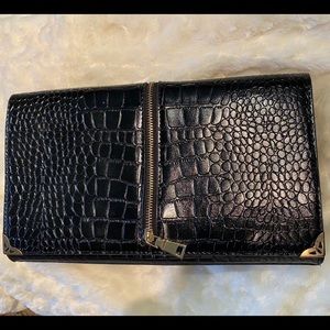 NWOT Oversized Large Crocodile Clutch w/ gold metal!!!  12 1/2” x  7 1/2”